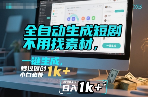 全自动生成短剧，不用找素材，不用剪辑，一键生成，秒过原创，小白也能轻松日入1k+【揭秘】|宝藏资源网
