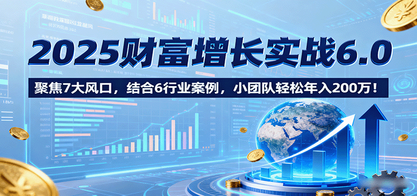 2025财富增长实战6.0，聚焦7大风口，结合6行业案例，小团队轻松年入200万！|宝藏资源网