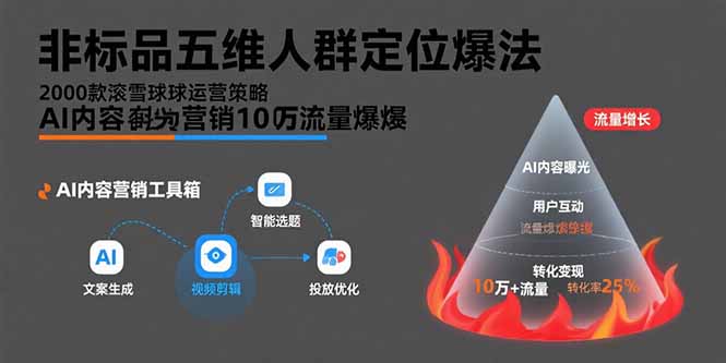 非标品五维人群定位法,2000款滚雪球运营策略,AI内容营销10万流量引爆|宝藏资源网