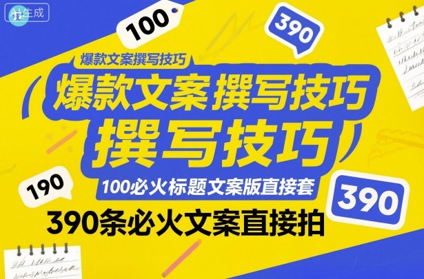 爆款文案撰写技巧，100个必火标题文案模版直接套，390条必火文案直接拍|宝藏资源网