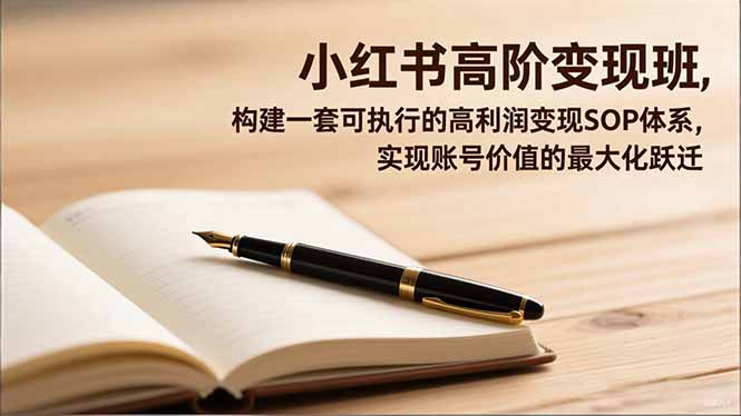 小红书高阶变现班，构建一套可执行的高利润变现SOP体系，实现账号价值的最大化跃迁|宝藏资源网