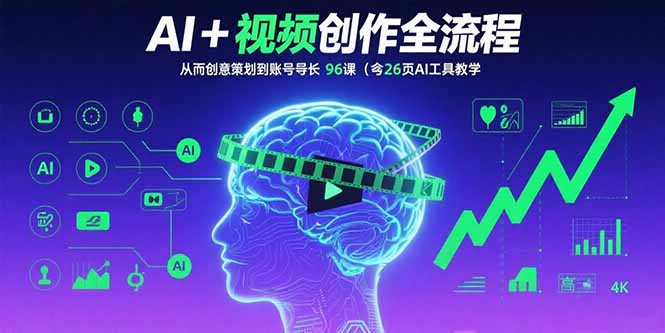 AI+短视频创作全流程：从创意策划到账号增长，96节课(含26项AI工具教学|宝藏资源网