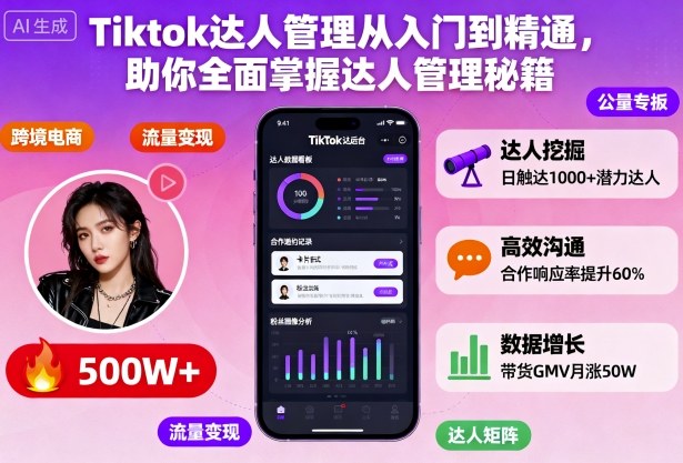 Tiktok达人管理从入门到精通,助你全面掌握达人管理秘籍|宝藏资源网