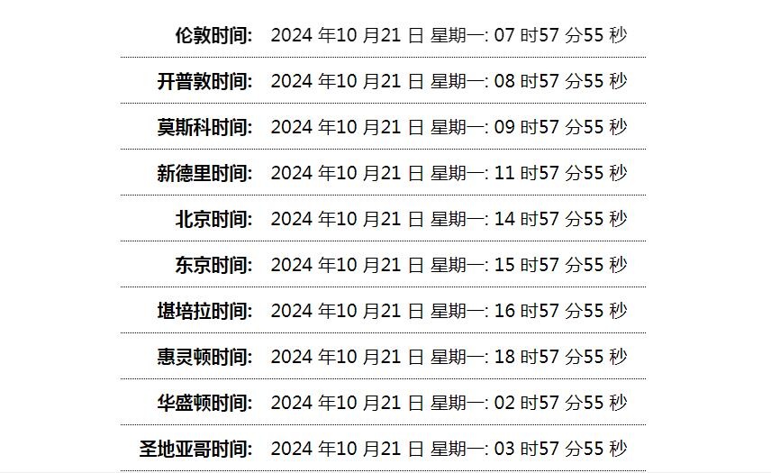 世界时间单页网站HTML源码|宝藏资源网